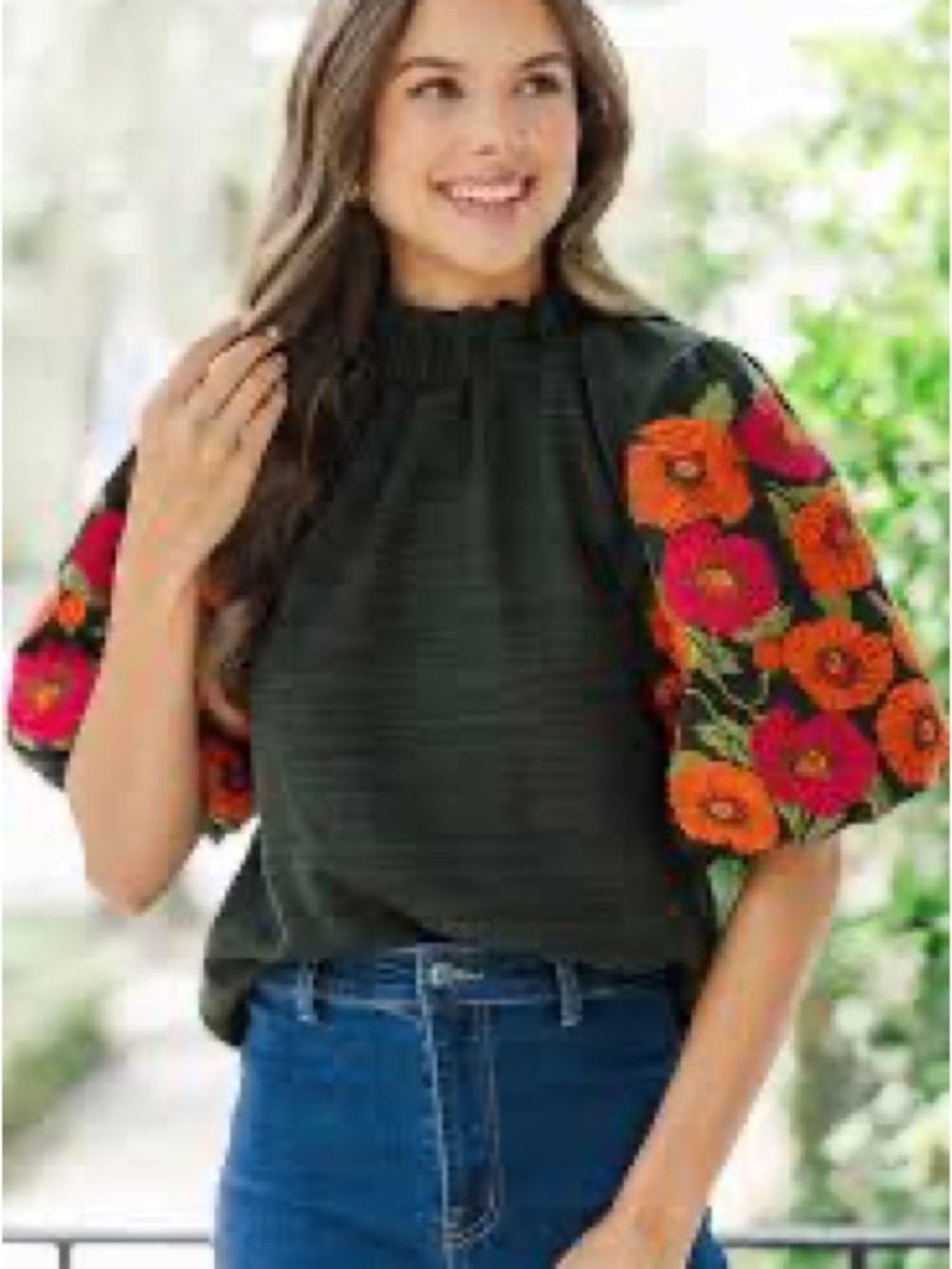 THML: Nice Days Ahead Emerald Green Embroidered Blouse